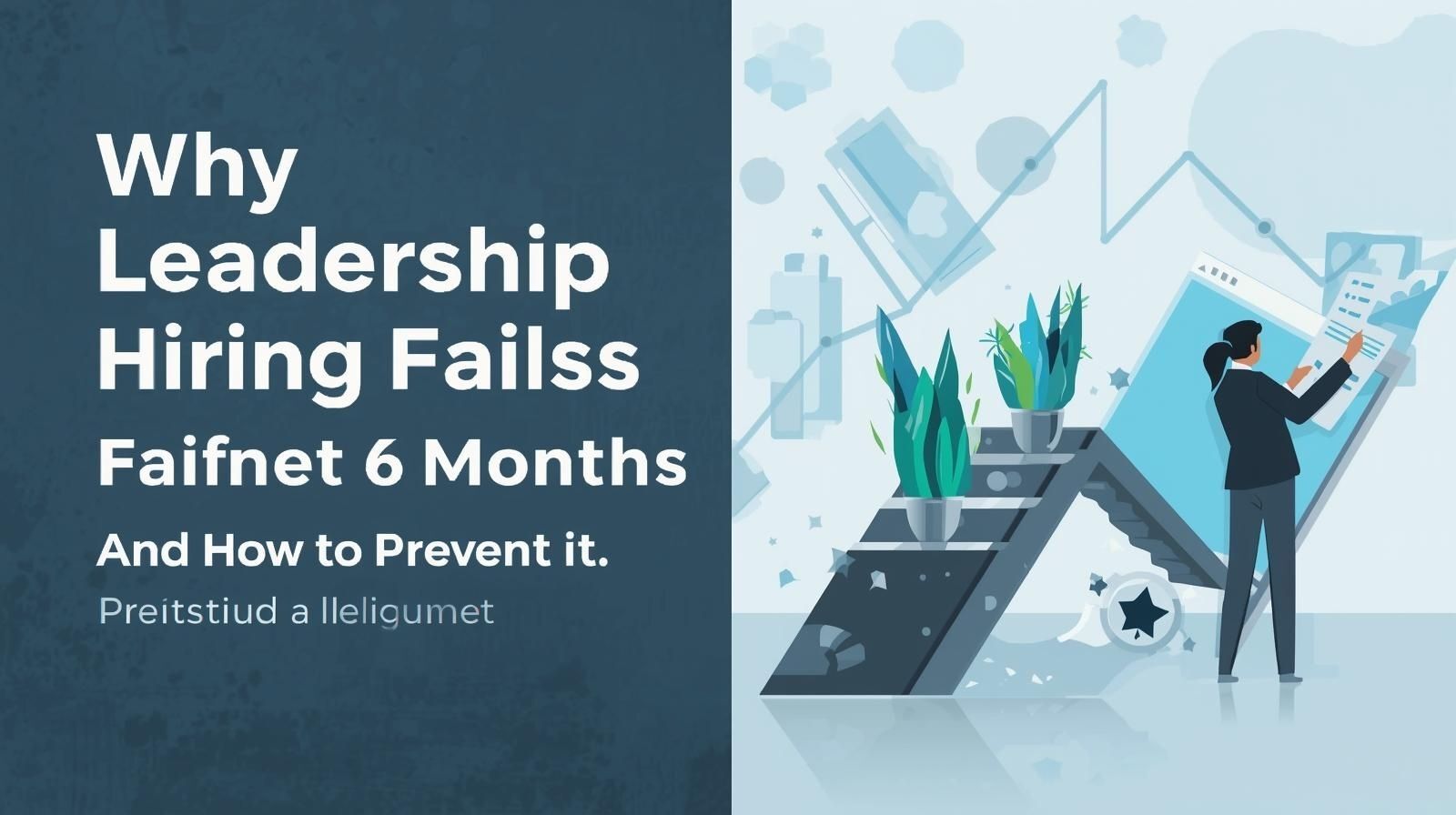 Leadership hiring failure shown through declining performance graph and executive struggling to meet business goals