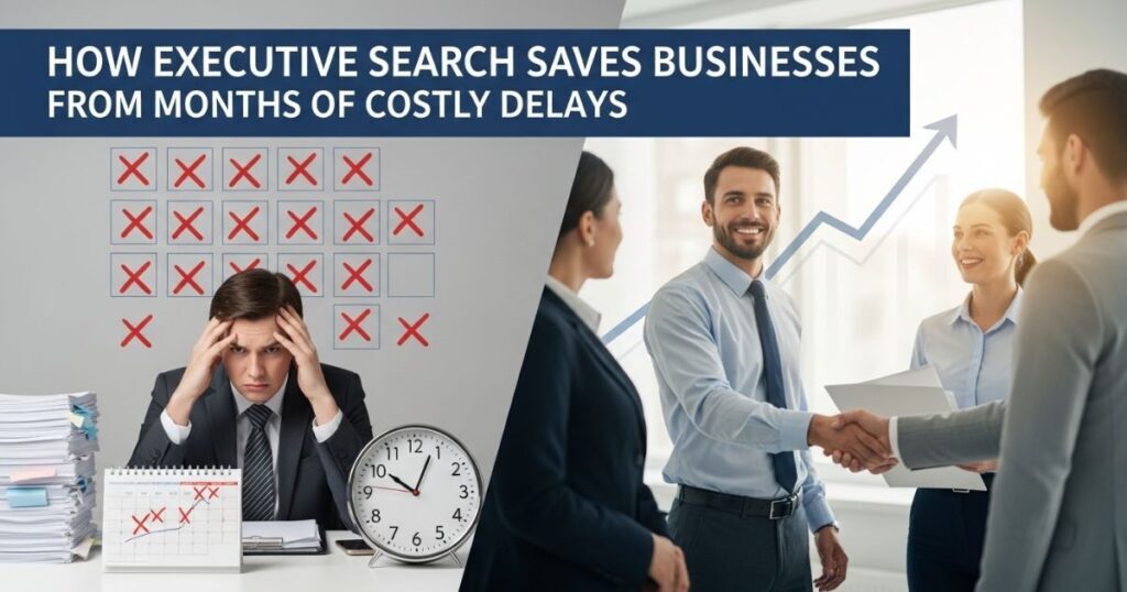 Executive search saves businesses by reducing costly delays and accelerating leadership hiring for faster growth.