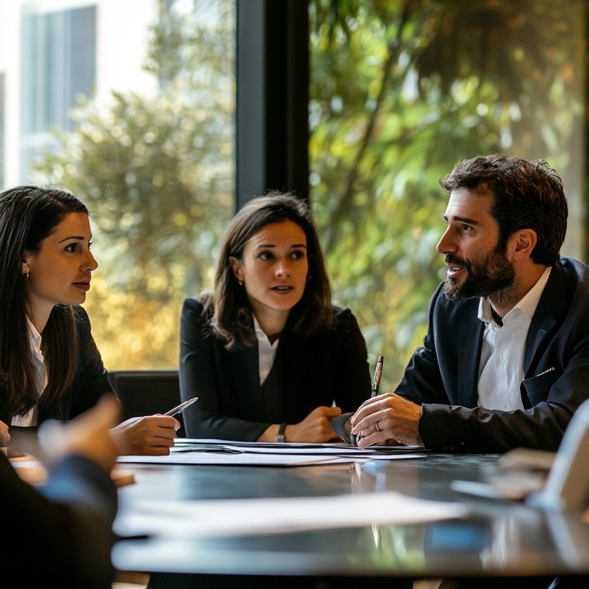 Executives discussing hiring strategy in Power, Electrical & Electronics Executive Search industry sectors